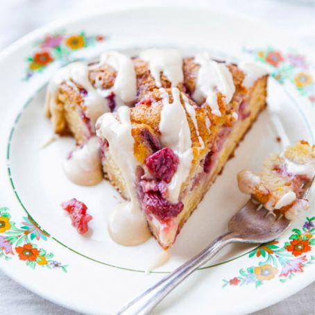 Coffee Cake: Strawberries and Cream Coffee Cake with Vanilla Cream Cheese Glaze